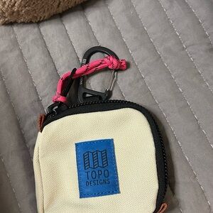 Topo Designs Beige Pouch with Pink Clip